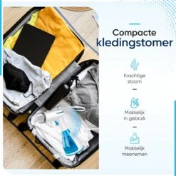 Kledingstomer - Handstomer Voor Kleding - Stoomstrijkijzer - Stomer - Stoomreiniger - 2 Opzetstukken - Blauw -Leifheit Store 1200x1200 2485