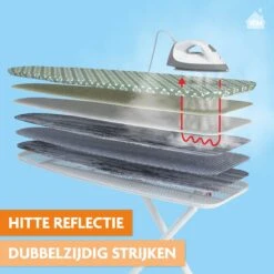 Laundryspecialist 6 Laagse AIRPRO Strijkplankhoes - 50% Sneller Strijken - Geen Water Meer Onder Je Strijkplank - Maat L/XL Voor Een Breedte Van 39 Tot 53 Cm En Een Lengte Van 120 Tot 141 Cm -Leifheit Store 1200x1200 2489