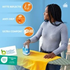 Laundryspecialist 6 Laagse AIRPRO Strijkplankhoes - 50% Sneller Strijken - Geen Water Meer Onder Je Strijkplank - Maat L/XL Voor Een Breedte Van 39 Tot 53 Cm En Een Lengte Van 120 Tot 141 Cm -Leifheit Store 1200x1200 2490