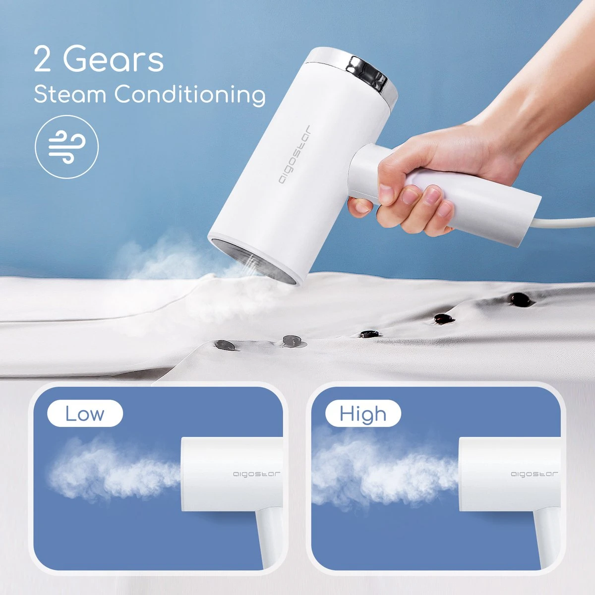 Aigostar Tiny 31RSM - Kledingstomer - Handstomer - 1200W - Wit 2 Aigostar Tiny 31RSM - Kledingstomer - Handstomer - 1200W - Wit - Afbeelding 2