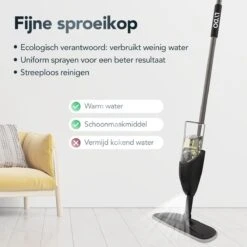 Zwarte Vloerwisser Met Spray Functie - Dweil - Spray Mop - Vloermop 130cm Steel - Schoonmaak Dweilsysteem - 42cm Wisbreedte Dweil - Vloertrekker Met Steel - Vloerreiniger - Dweilstok -Leifheit Store 1200x1200 260