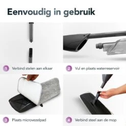 Zwarte Vloerwisser Met Spray Functie - Dweil - Spray Mop - Vloermop 130cm Steel - Schoonmaak Dweilsysteem - 42cm Wisbreedte Dweil - Vloertrekker Met Steel - Vloerreiniger - Dweilstok -Leifheit Store 1200x1200 263