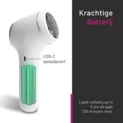 Merkloos Elektrische Pluizenverwijderaar – Ontpluizer – Ontpiller - USB Oplaadbaar – Krachtige Batterij – Extra Grote Scheerkop – Voor Bed/bank/kleding - 3x Opzetstuk – Wit -Leifheit Store 1200x1200 2693