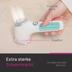 Merkloos Elektrische Pluizenverwijderaar – Ontpluizer – Ontpiller - USB Oplaadbaar – Krachtige Batterij – Extra Grote Scheerkop – Voor Bed/bank/kleding - 3x Opzetstuk – Wit -Leifheit Store 1200x1200 2697