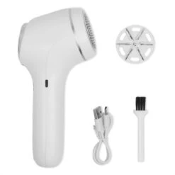 Merkloos Elektrische Pluizenverwijderaar – Ontpluizer – Ontpiller - USB Oplaadbaar – Krachtige Batterij – Extra Grote Scheerkop – Voor Bed/bank/kleding - 3x Opzetstuk – Wit -Leifheit Store 1200x1200 2700