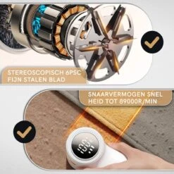 Undicat Pluizenverwijderaar – Oplaadbaar-Draadloss- Extra Borstelset– Kledingontpluizer – Sterk Zuigsysteem – Pluisverwijderaar -Wit– Draagbare Lint Remover– Digitale Power Scherm-3 Standen- -Leifheit Store 1200x1200 2726