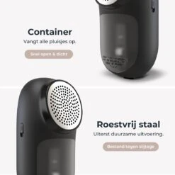 Attic Lux 2-in-1 Pluizenverwijderaar – Kledingborstel – Ontpluizer – Ontpiller – Draadloos – Elektrisch – Kleding/Meubels/Beddengoed - Zwart -Leifheit Store 1200x1200 2836