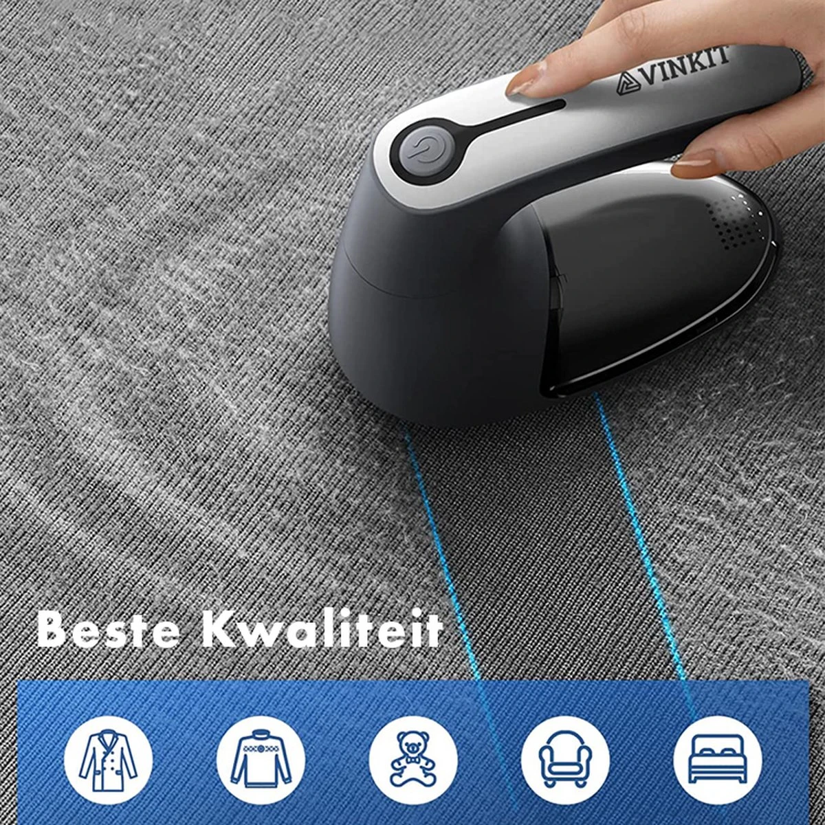 VINKIT - Elektrische Pluizenverwijderaar - Ontpluizer - Draadloos - Oplaadbaar - Kledingontpluizer - Zwart 3 VINKIT - Elektrische Pluizenverwijderaar - Ontpluizer - Draadloos - Oplaadbaar - Kledingontpluizer - Zwart - Afbeelding 3