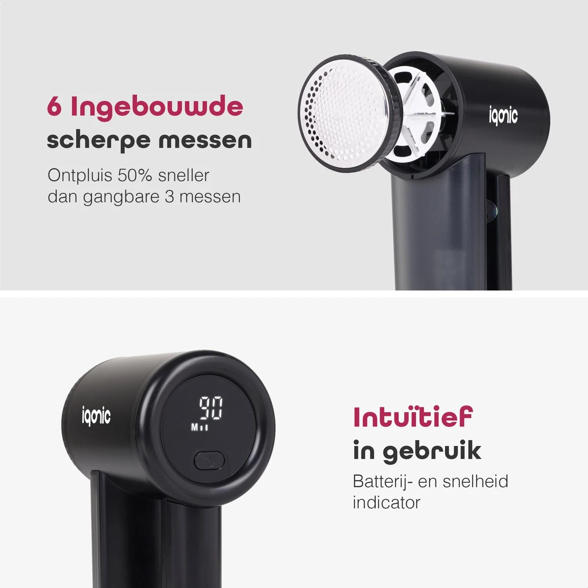 Iqonic Elektrische Pluizenverwijderaar - Oplaadbaar - Ontpluizer - Pluizentondeuse - Zwart 5 Iqonic Elektrische Pluizenverwijderaar - Oplaadbaar - Ontpluizer - Pluizentondeuse - Zwart - Afbeelding 5