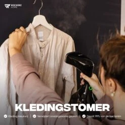 Kledingstomer - Handstomer - Stoomreiniger - Stomer - Inclusief Opzetborstel En Maatbeker - Groot Waterreservoir (300 Ml) - Snel Opgewarmd (30 Sec) - 3 Standen - 1500W - Merk: Rockerz Home - Kleur: Zwart -Leifheit Store 1200x1200 2953