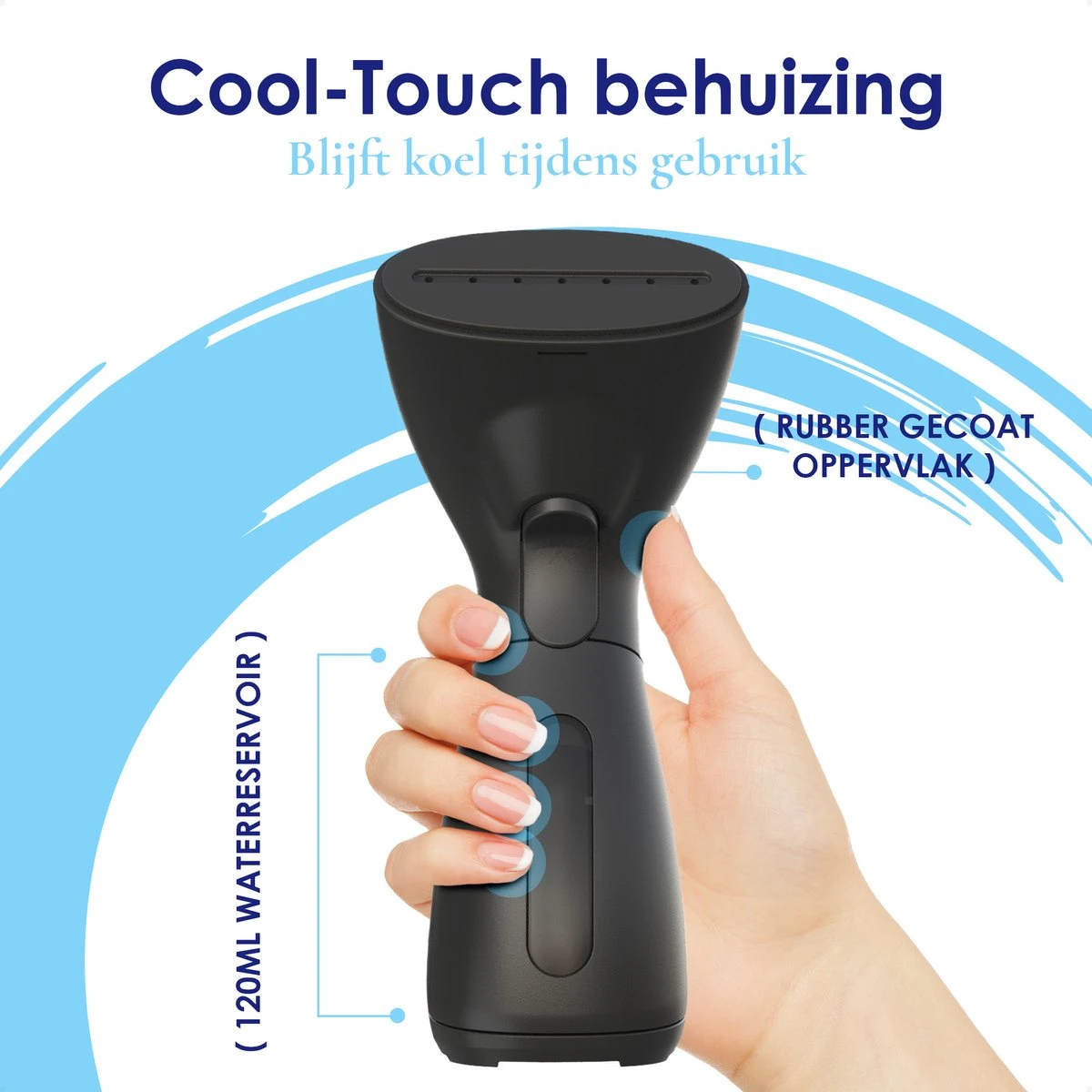 Luxe Kledingstomer - Handstomer - Handstoomreiniger - Stoomstrijkijzer - Stomer Kleding - Voor Op Reis - Zwart 4 Luxe Kledingstomer - Handstomer - Handstoomreiniger - Stoomstrijkijzer - Stomer Kleding - Voor Op Reis - Zwart - Afbeelding 4