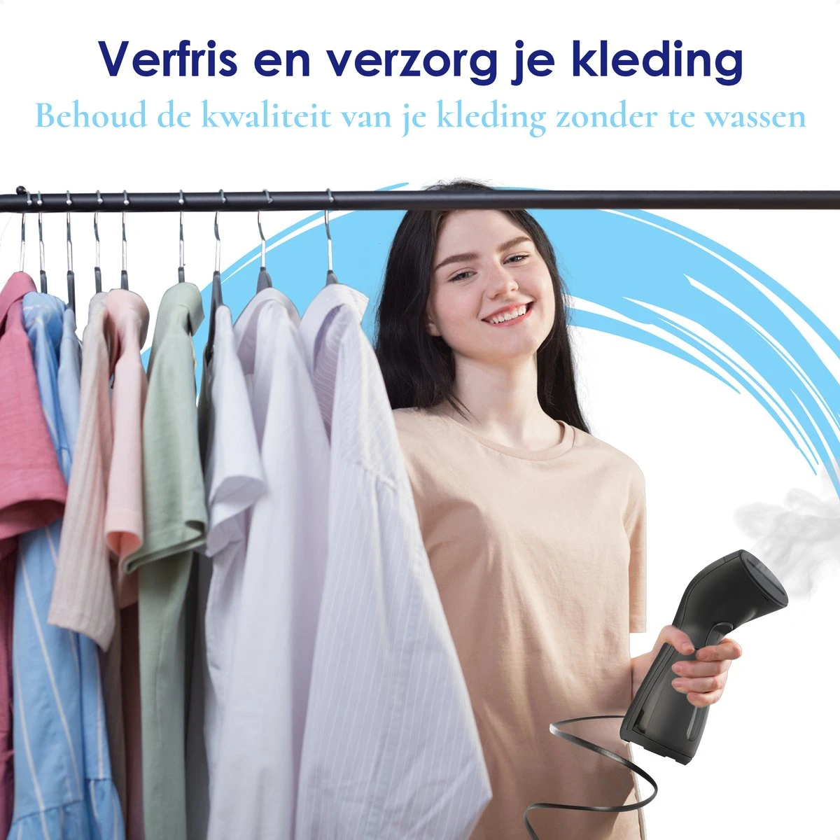 Luxe Kledingstomer - Handstomer - Handstoomreiniger - Stoomstrijkijzer - Stomer Kleding - Voor Op Reis - Zwart 7 Luxe Kledingstomer - Handstomer - Handstoomreiniger - Stoomstrijkijzer - Stomer Kleding - Voor Op Reis - Zwart - Afbeelding 7