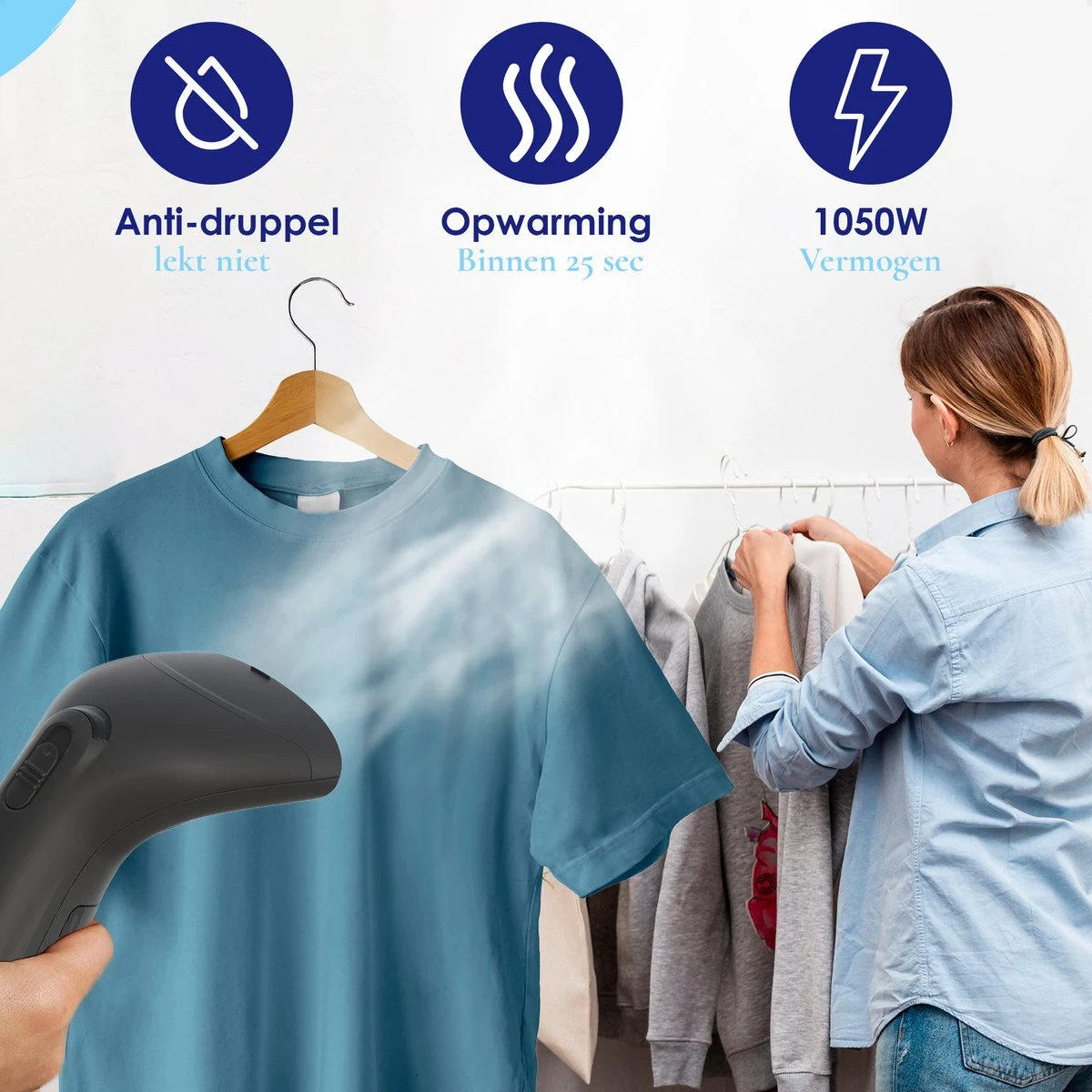 Luxe Kledingstomer - Handstomer - Handstoomreiniger - Stoomstrijkijzer - Stomer Kleding - Voor Op Reis - Zwart 9 Luxe Kledingstomer - Handstomer - Handstoomreiniger - Stoomstrijkijzer - Stomer Kleding - Voor Op Reis - Zwart - Afbeelding 9