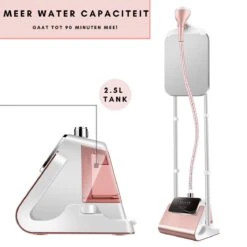 Niceey Kledingstomer - Incl. Strijkplank - Met 6 Standen - Krachtig Stomen - Steamer - 1800Watt - 2,5L Watercapaciteit - Wit/Roze -Leifheit Store 1200x1200 2986