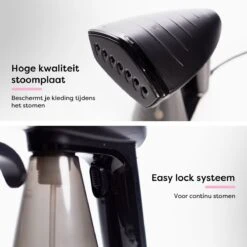 Fineza Kledingstomer – Handstomer – Stoomreiniger – Stoomapparaat Kleding - Stomer Kleding – Incl. Opzetborstel - Zwart -Leifheit Store 1200x1200 2993