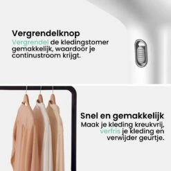 Vonia Kledingstomer - Handstomer - Stoomreiniger Kleding - Stoomapparaat Kleding – 350ML - Wit -Leifheit Store 1200x1200 2997
