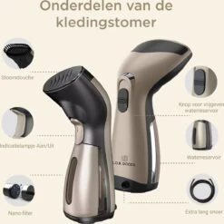Luxe Kledingstomer - Handstomer - Handstoomreiniger - Stoomstrijkijzer - Stomer Kleding - Voor Op Reis - Goud -Leifheit Store 1200x1200 3003