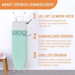 Buntes Brett ® Strijkplankhoes Voor Stoomstrijkijzer (maat L) | Universeel Tot Max. 140x50 Cm | Strijkplankhoes Om Snel En Gemakkelijk Te Strijken | Made In EU | Geschikt Voor Stoomstrijkstation | Mint -Leifheit Store 1200x1200 3040