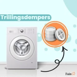 Fain - Trillingsdempers Wasmachine – Set Van 4 Stuks – Wit - Voetjes Wasmachine & Droger - Wasmachine Demper – Anti Trillings / Vibratie Dempers Pads – Antislip Rubber – Trillingsmat – Antislipmat - Extra Dik