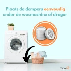 Fain - Trillingsdempers Wasmachine – Set Van 4 Stuks – Wit - Voetjes Wasmachine & Droger - Wasmachine Demper – Anti Trillings / Vibratie Dempers Pads – Antislip Rubber – Trillingsmat – Antislipmat - Extra Dik -Leifheit Store 1200x1200 3093