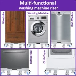 AWEMOZ Verstelbare Universele Wasmachine Verhoger 44x45cm Tot 64x66cm - Wasmachine Kast - Meubelroller - Meubelverplaatser - Meubeltransporter - Tot 400kg -Leifheit Store 1200x1200 3116