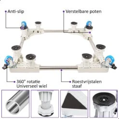 AWEMOZ Verstelbare Universele Wasmachine Verhoger 44x45cm Tot 64x66cm - Wasmachine Kast - Meubelroller - Meubelverplaatser - Meubeltransporter - Tot 400kg -Leifheit Store 1200x1200 3119