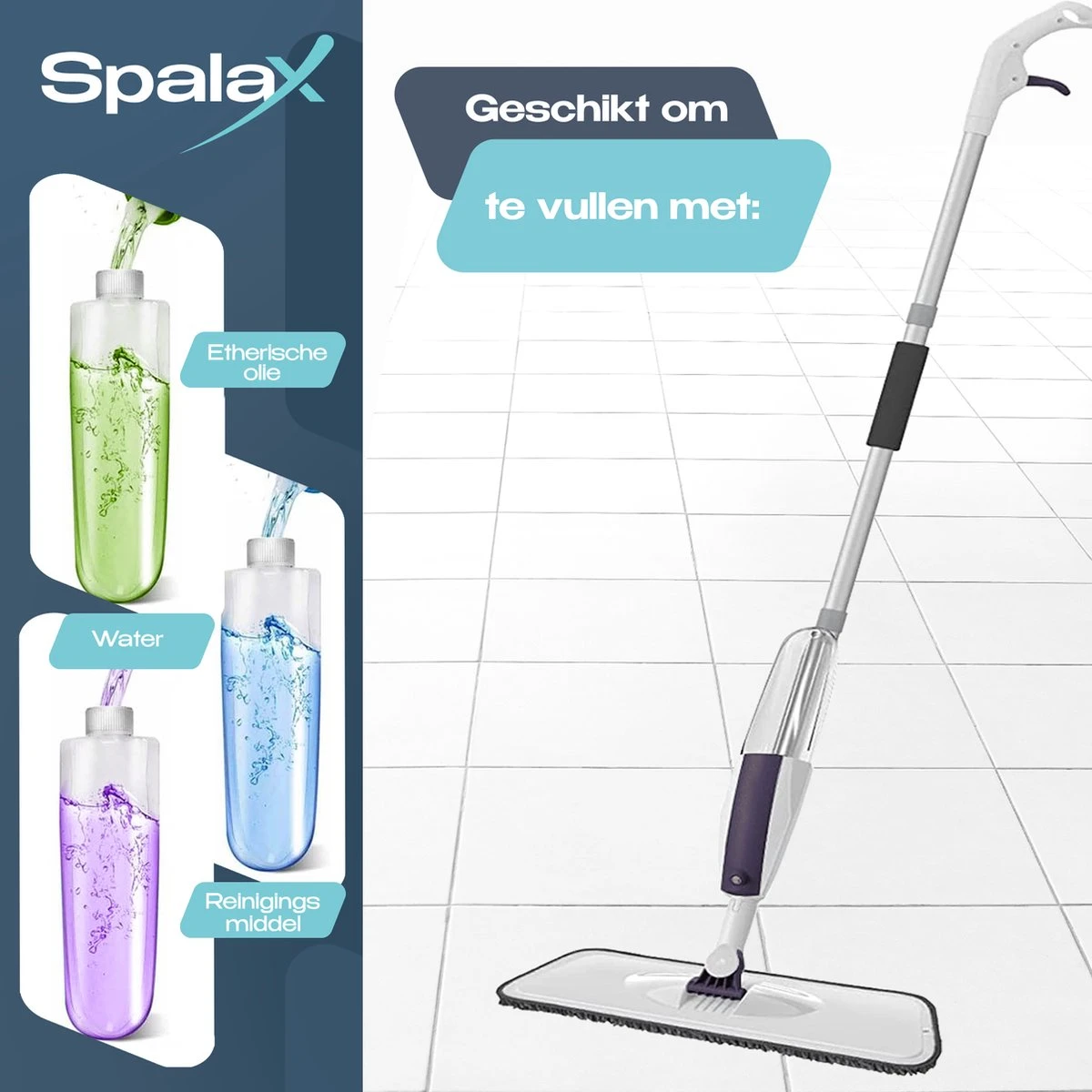 Spalax Dweil - Mop - Dweilsysteem - Vloerwisser Badkamer - Dweilset - Mopset - Vloermop 2 Spalax Dweil - Mop - Dweilsysteem - Vloerwisser Badkamer - Dweilset - Mopset - Vloermop - Afbeelding 2