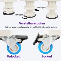 AWEMOZ Verstelbare Universele Wasmachine Verhoger 44x45cm Tot 64x66cm - Wasmachine Kast - Meubelroller - Meubelverplaatser - Meubeltransporter - Tot 400kg -Leifheit Store 1200x1200 3121
