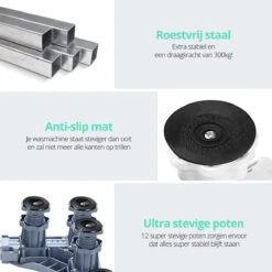 Jokenz® Wasmachine Verhoger 12 Poten - Wasmachine Ombouw Kast - Anti-vibratie - Verstelbaar - Opbouwmeubel- Tot 350kg 9 Jokenz® Wasmachine Verhoger 12 Poten - Wasmachine Ombouw Kast - Anti-vibratie - Verstelbaar - Opbouwmeubel- Tot 350kg -Leifheit Store 1200x1200 3137