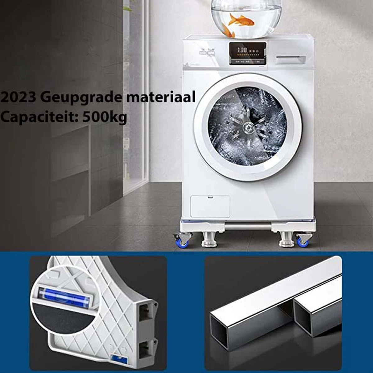 Olvy Wasmachine Verhoger Met Wielen - Tot 500 KG - Schokbestendig - Opbouwmeubel - Ook Voor Droger, Koelkast, Vaatwasser En Vriezer 6 Olvy Wasmachine Verhoger Met Wielen - Tot 500 KG - Schokbestendig - Opbouwmeubel - Ook Voor Droger, Koelkast, Vaatwasser En Vriezer - Afbeelding 6