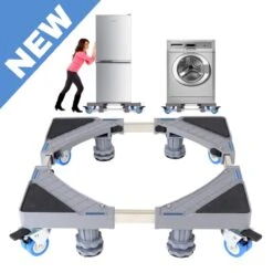 W&Z® Wasmachine Verhoger Met 4 Wielen -Wasmachine Opbouwmeubel Ombouwmeubel-Grijs