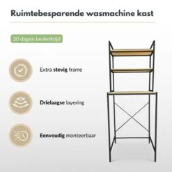 Merkloos NØRSON Wasmachine En Droger Ombouw - Wasmachine Kast En Meubel - Opbergrek Voor Boven Wasmachine - Kast Voor Wasmachine - Zwart -Leifheit Store 1200x1200 3188