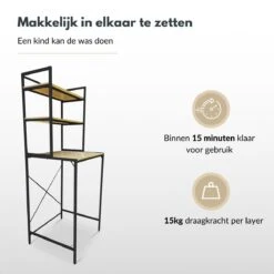 Merkloos NØRSON Wasmachine En Droger Ombouw - Wasmachine Kast En Meubel - Opbergrek Voor Boven Wasmachine - Kast Voor Wasmachine - Zwart -Leifheit Store 1200x1200 3190