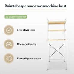 Merkloos NØRSON Wasmachine En Droger Ombouw - Wasmachine Kast En Meubel - Opbergrek Voor Boven Wasmachine - Kast Voor Wasmachine - Wit -Leifheit Store 1200x1200 3209