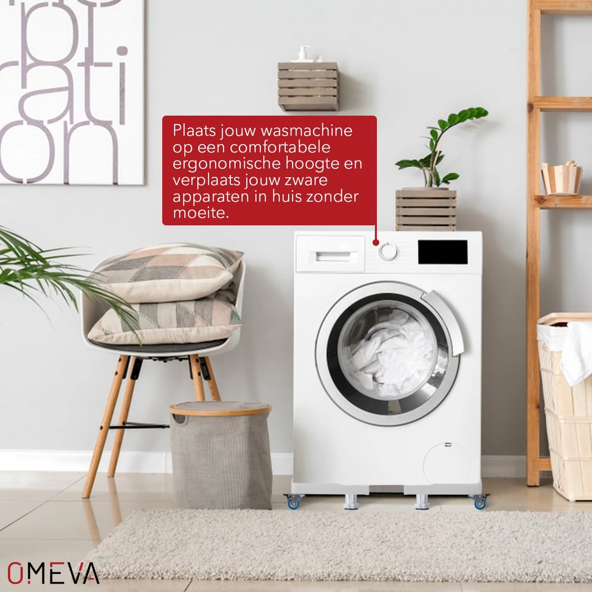 OMEVA® Wasmachine Verhoger Met Wielen- Verhoging Voor Wasmachine - Vaatwasser Koelkast Vriezer En Droger - Inclusief 4 Dempers - Verstelbaar - Wit - Wasmachine Ombouw 5 OMEVA® Wasmachine Verhoger Met Wielen- Verhoging Voor Wasmachine - Vaatwasser Koelkast Vriezer En Droger - Inclusief 4 Dempers - Verstelbaar - Wit - Wasmachine Ombouw - Afbeelding 5