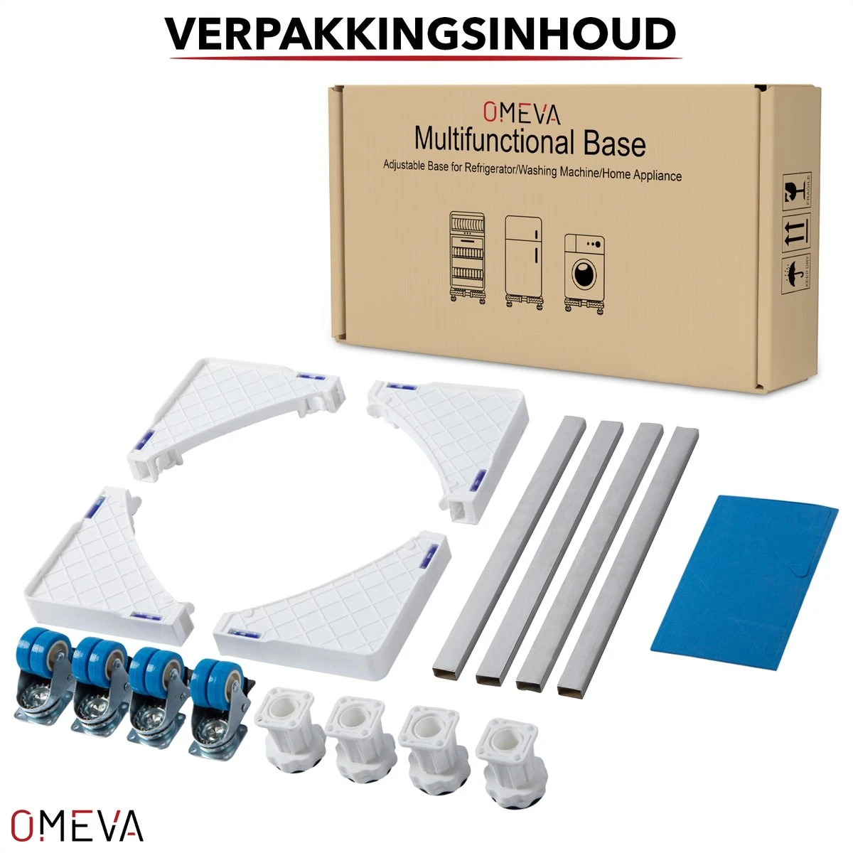 OMEVA® Wasmachine Verhoger Met Wielen- Verhoging Voor Wasmachine - Vaatwasser Koelkast Vriezer En Droger - Inclusief 4 Dempers - Verstelbaar - Wit - Wasmachine Ombouw 6 OMEVA® Wasmachine Verhoger Met Wielen- Verhoging Voor Wasmachine - Vaatwasser Koelkast Vriezer En Droger - Inclusief 4 Dempers - Verstelbaar - Wit - Wasmachine Ombouw - Afbeelding 6