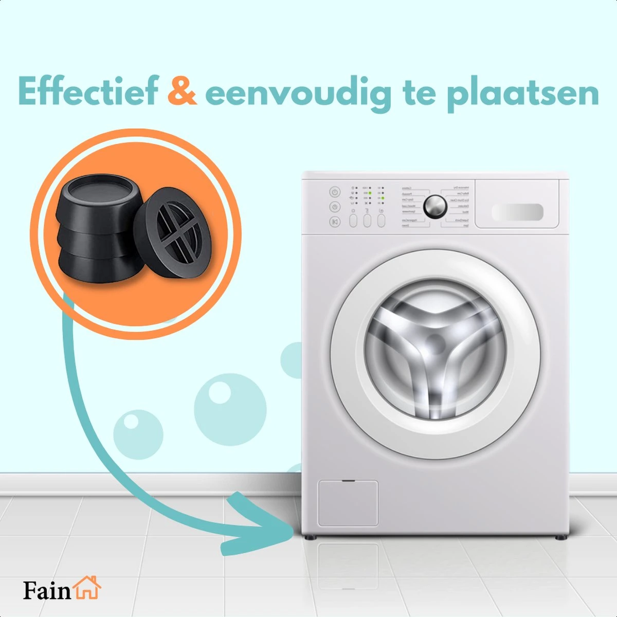 Fain - Trillingsdempers Wasmachine – Set Van 4 Stuks – Zwart - Voetjes Wasmachine & Droger - Wasmachine Demper – Anti Trillings / Vibratie Dempers Pads – Antislip Rubber – Trillingsmat – Antislipmat - Extra Dik 2 Fain - Trillingsdempers Wasmachine – Set Van 4 Stuks – Zwart - Voetjes Wasmachine & Droger - Wasmachine Demper – Anti Trillings / Vibratie Dempers Pads – Antislip Rubber – Trillingsmat – Antislipmat - Extra Dik - Afbeelding 2