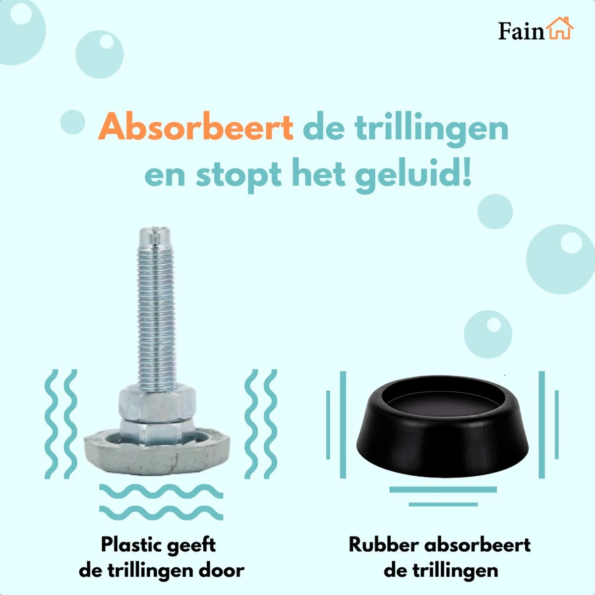 Fain - Trillingsdempers Wasmachine – Set Van 4 Stuks – Zwart - Voetjes Wasmachine & Droger - Wasmachine Demper – Anti Trillings / Vibratie Dempers Pads – Antislip Rubber – Trillingsmat – Antislipmat - Extra Dik 3 Fain - Trillingsdempers Wasmachine – Set Van 4 Stuks – Zwart - Voetjes Wasmachine & Droger - Wasmachine Demper – Anti Trillings / Vibratie Dempers Pads – Antislip Rubber – Trillingsmat – Antislipmat - Extra Dik - Afbeelding 3