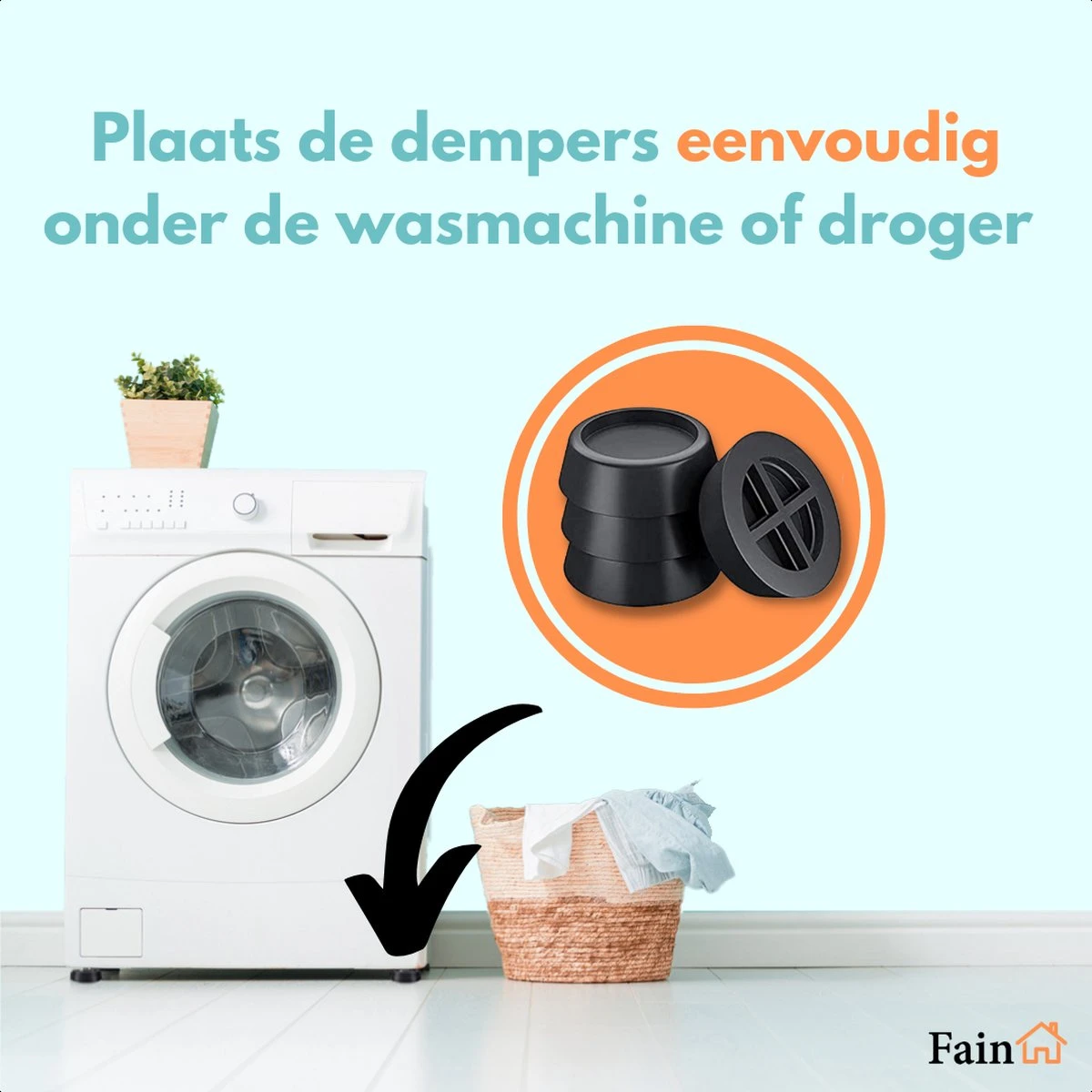 Fain - Trillingsdempers Wasmachine – Set Van 4 Stuks – Zwart - Voetjes Wasmachine & Droger - Wasmachine Demper – Anti Trillings / Vibratie Dempers Pads – Antislip Rubber – Trillingsmat – Antislipmat - Extra Dik 4 Fain - Trillingsdempers Wasmachine – Set Van 4 Stuks – Zwart - Voetjes Wasmachine & Droger - Wasmachine Demper – Anti Trillings / Vibratie Dempers Pads – Antislip Rubber – Trillingsmat – Antislipmat - Extra Dik - Afbeelding 4
