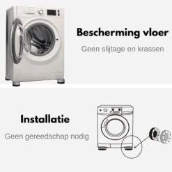 Care-Less Wasmachine Verhoger 9CM - Antislip Wasmachine Voeten - Trillingsdempers Wasmachine - Geluidsdemper Wasmachine - Anti Vibratie Wasmachine - Anti Vibratie Pads - Wasdroger Verhoger - Koelkast Verhoger -Leifheit Store 1200x1200 3272