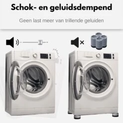 Care-Less Wasmachine Verhoger 9CM - Antislip Wasmachine Voeten - Trillingsdempers Wasmachine - Geluidsdemper Wasmachine - Anti Vibratie Wasmachine - Anti Vibratie Pads - Wasdroger Verhoger - Koelkast Verhoger -Leifheit Store 1200x1200 3274