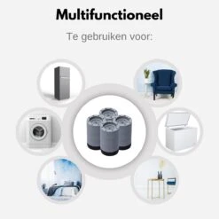 Care-Less Wasmachine Verhoger 9CM - Antislip Wasmachine Voeten - Trillingsdempers Wasmachine - Geluidsdemper Wasmachine - Anti Vibratie Wasmachine - Anti Vibratie Pads - Wasdroger Verhoger - Koelkast Verhoger -Leifheit Store 1200x1200 3276