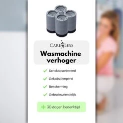 Care-Less Wasmachine Verhoger 9CM - Antislip Wasmachine Voeten - Trillingsdempers Wasmachine - Geluidsdemper Wasmachine - Anti Vibratie Wasmachine - Anti Vibratie Pads - Wasdroger Verhoger - Koelkast Verhoger -Leifheit Store 1200x1200 3277