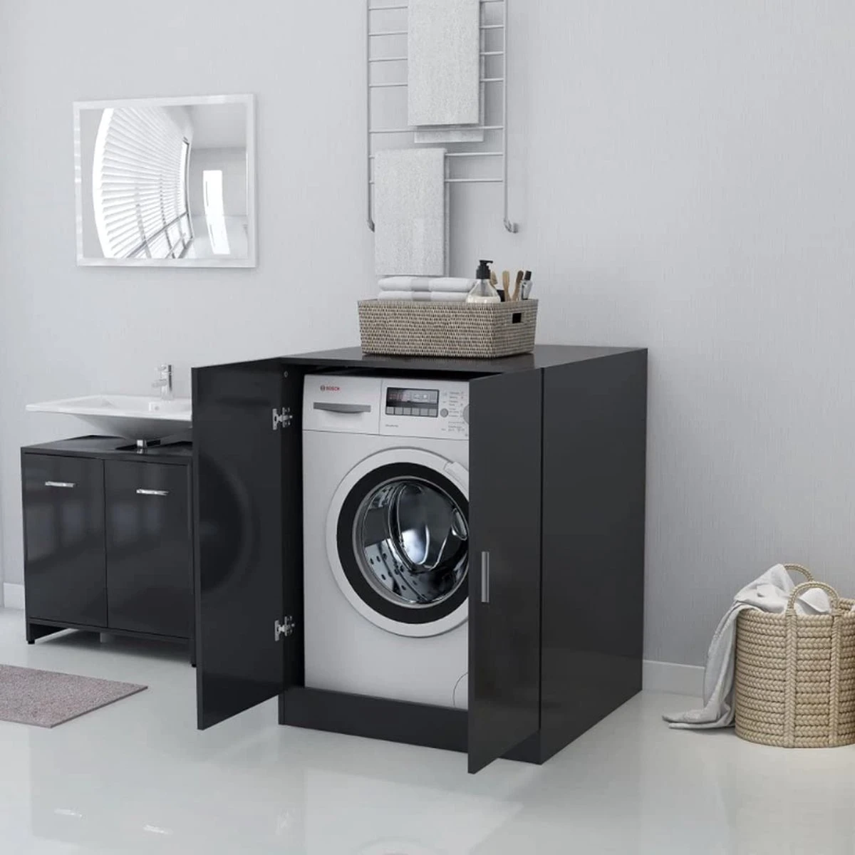 Merkloos Wasmachine Ombouw 71 X 71.5 X 91.5 Cm Grijs – Wasmachine En Droger Kast Meubel – Badkamerkast Badkamermeubel 4 Merkloos Wasmachine Ombouw 71 X 71.5 X 91.5 Cm Grijs – Wasmachine En Droger Kast Meubel – Badkamerkast Badkamermeubel - Afbeelding 4