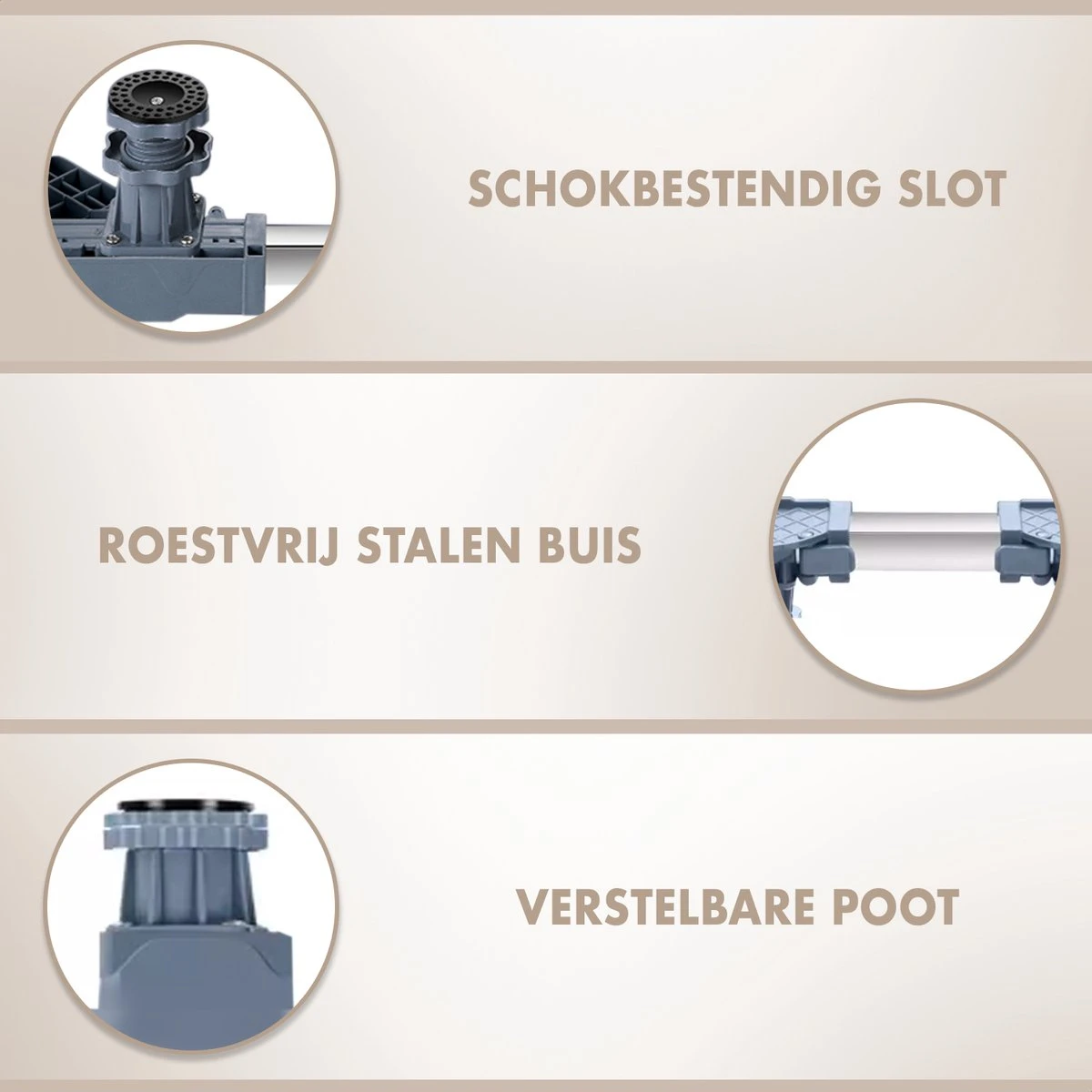 Slimshop Wasmachine Verhoger - Verhoging Voor Wasmachine - Vaatwasser Koelkast Vriezer - Verstelbaar - ABS - Maximaal 300 Kg 2 Slimshop Wasmachine Verhoger - Verhoging Voor Wasmachine - Vaatwasser Koelkast Vriezer - Verstelbaar - ABS - Maximaal 300 Kg - Afbeelding 2