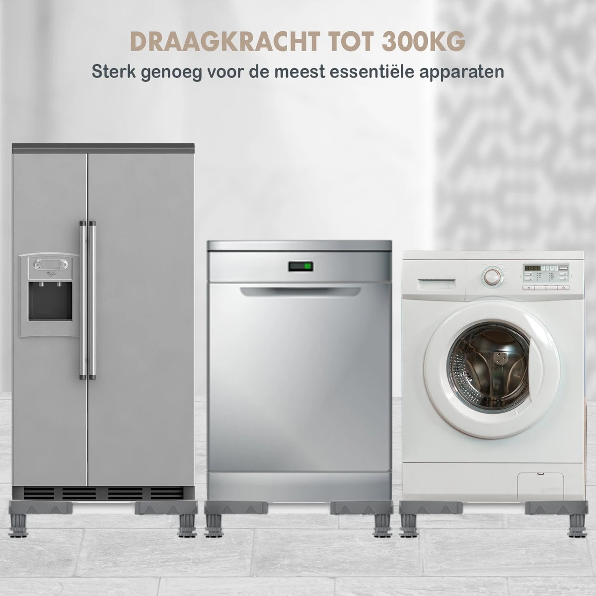 Slimshop Wasmachine Verhoger - Verhoging Voor Wasmachine - Vaatwasser Koelkast Vriezer - Verstelbaar - ABS - Maximaal 300 Kg 4 Slimshop Wasmachine Verhoger - Verhoging Voor Wasmachine - Vaatwasser Koelkast Vriezer - Verstelbaar - ABS - Maximaal 300 Kg - Afbeelding 4