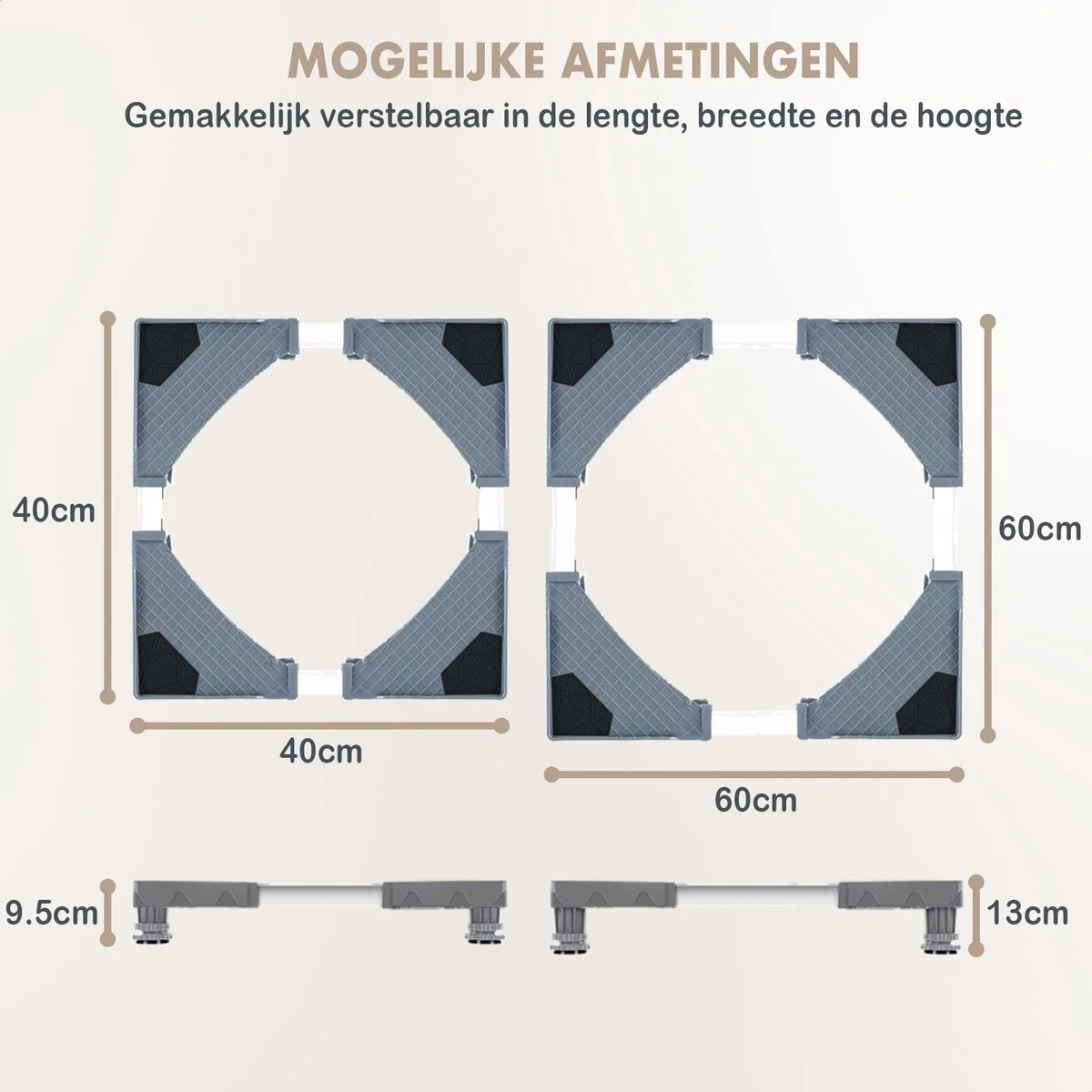 Slimshop Wasmachine Verhoger - Verhoging Voor Wasmachine - Vaatwasser Koelkast Vriezer - Verstelbaar - ABS - Maximaal 300 Kg 7 Slimshop Wasmachine Verhoger - Verhoging Voor Wasmachine - Vaatwasser Koelkast Vriezer - Verstelbaar - ABS - Maximaal 300 Kg - Afbeelding 7