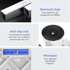 Membeli Wasmachine Verhoger - Universele Verhoging Voor Wasmachine, Droger, Koelkast En Vriezer - Anti Vibratie Dempers - Max 300kg -Leifheit Store 1200x1200 3299