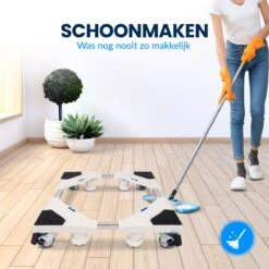 Agellic® Universele Verstelbare Wasmachine Verhoger – 300KG Draagkracht – Sokkel – Huishoudelijke Apparaten – Met Trillingsdempers – Met Wielen – Wasmachineverhoger – Wasmachine Kast – Meubelroller – Meubelverplaatser – Meubeltransporter -Leifheit Store 1200x1200 3317