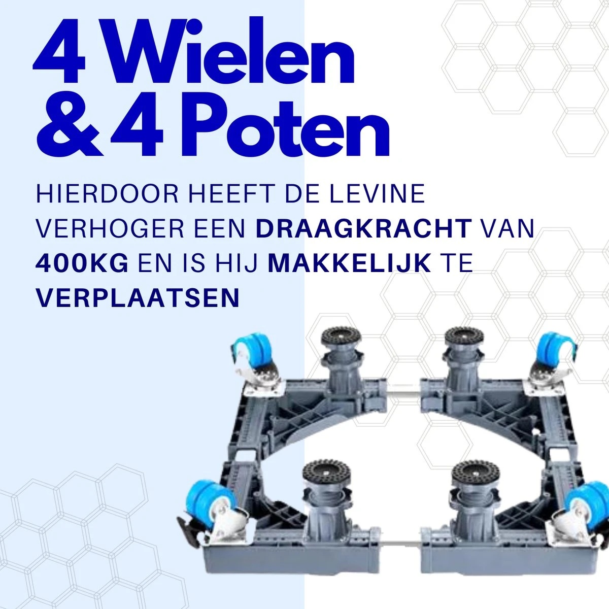 Levine Wasmachine Verhoger Met Wielen - Opbouwmeubel - Universeel - Verplaatsbaar - Extra Stevig - Grijs - Meubelroller - Inclusief 4 Trillingsdempers 2 Levine Wasmachine Verhoger Met Wielen - Opbouwmeubel - Universeel - Verplaatsbaar - Extra Stevig - Grijs - Meubelroller - Inclusief 4 Trillingsdempers - Afbeelding 2